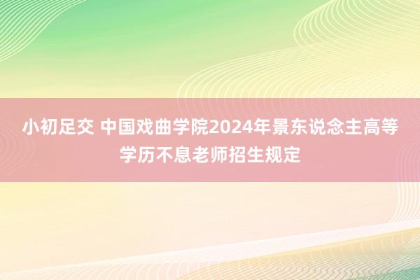 小初足交 中国戏曲学院2024年景东说念主高等学历不息老师招生规定