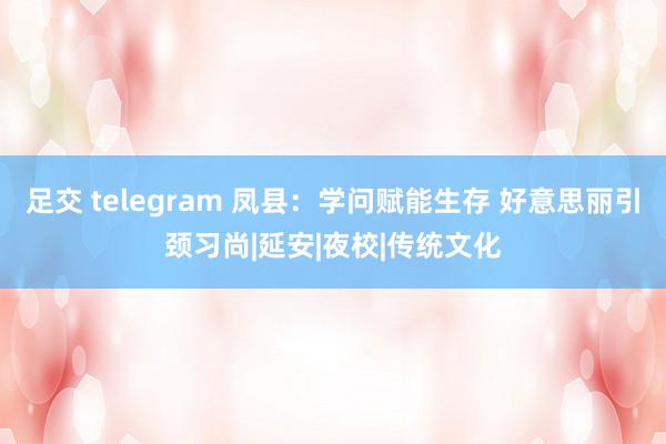 足交 telegram 凤县：学问赋能生存 好意思丽引颈习尚|延安|夜校|传统文化